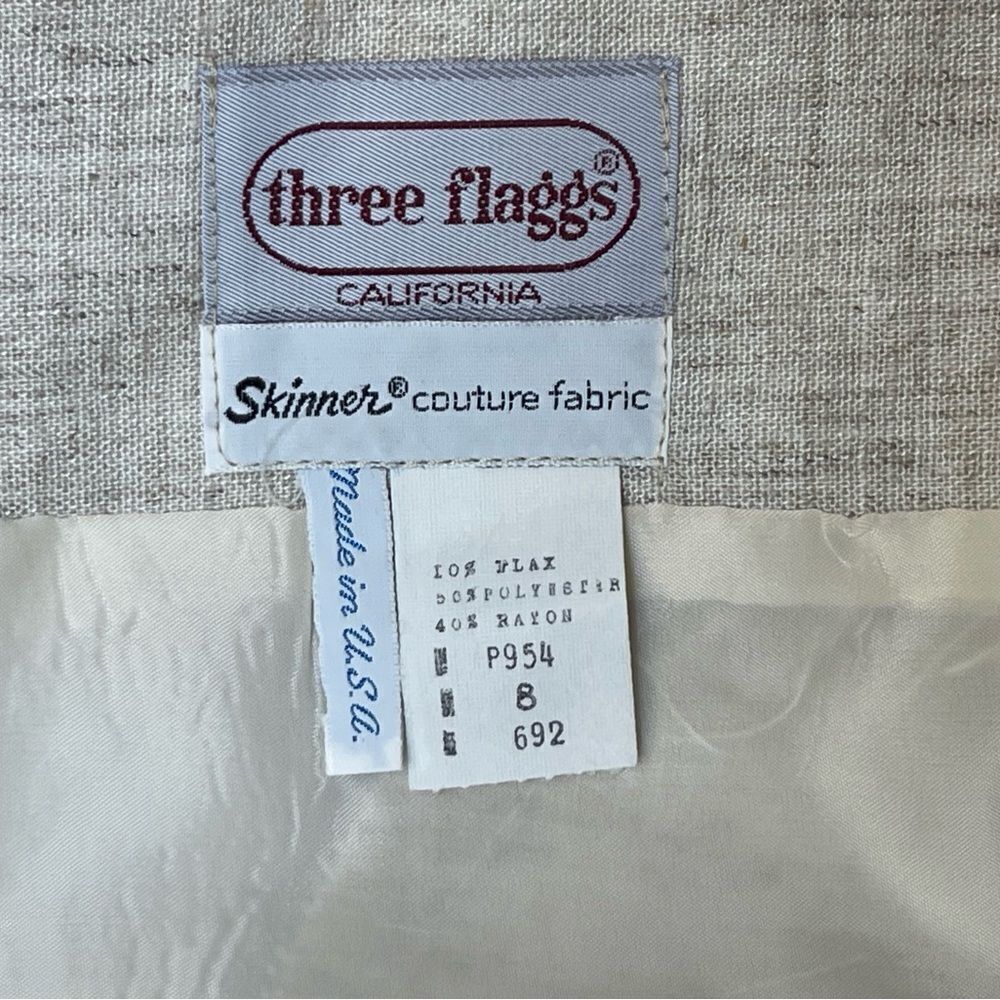 Vintage Three Flaggs California Skirt Suit Womens 8 Cream White Blend USA Made - Picture 14 of 15